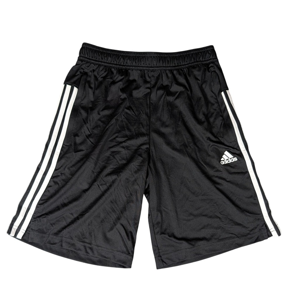 Adidas Mens Athletic Shorts Black White Three Stripe Activewear Training 7005